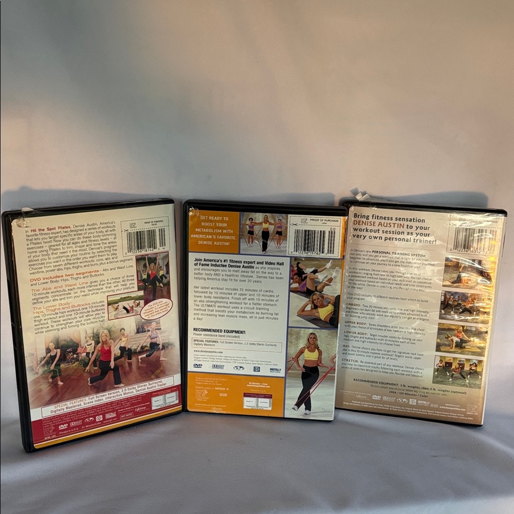 PRE-LOVED SET OF 3 DENISE AUSTIN PILATES PERSONAL TRAINING SYSTEM POWER ZONE DVD - Picture 7 of 12
